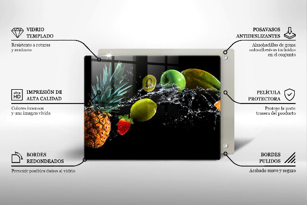 Herdabdeckplatte glas Früchte im Wasser