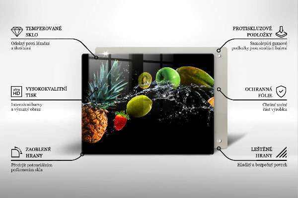 Herdabdeckplatte glas Früchte im Wasser