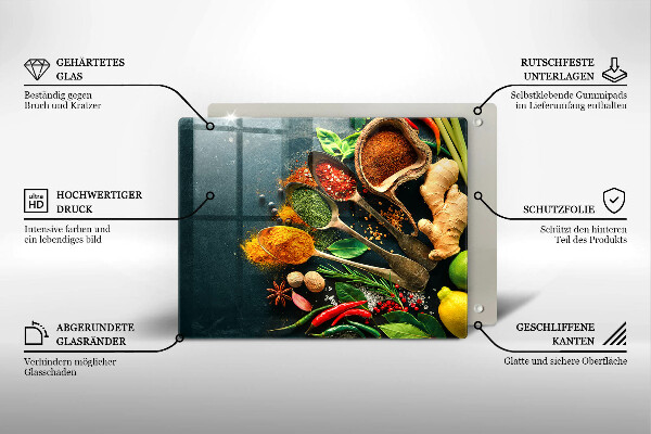 Herdabdeckplatte glas Küchengewürzlöffel
