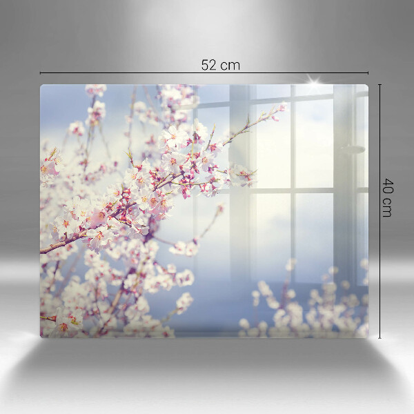 Herdabdeckplatte glas Blühender Baum