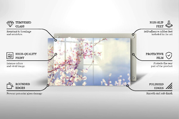 Herdabdeckplatte glas Blühender Baum