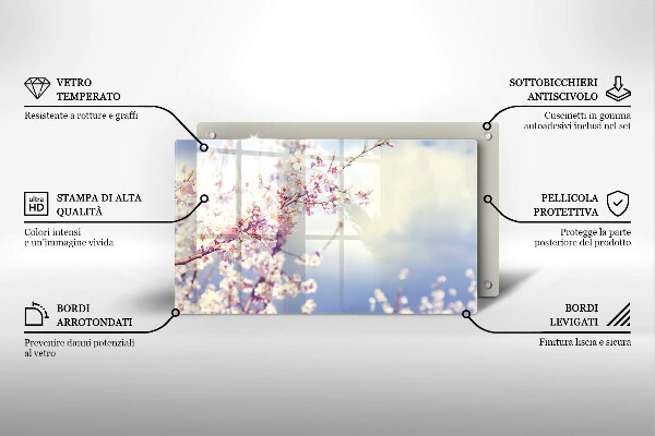 Herdabdeckplatte glas Blühender Baum