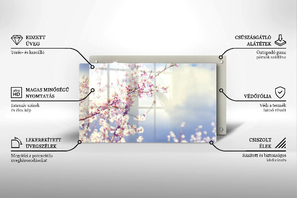 Herdabdeckplatte glas Blühender Baum