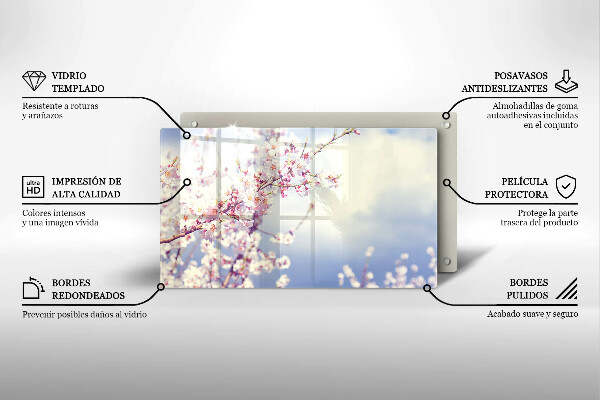 Herdabdeckplatte glas Blühender Baum