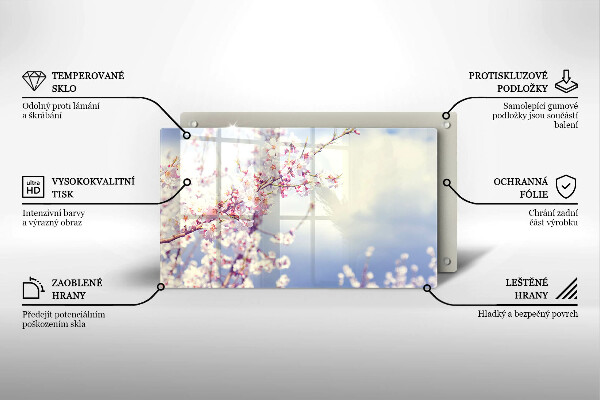 Herdabdeckplatte glas Blühender Baum