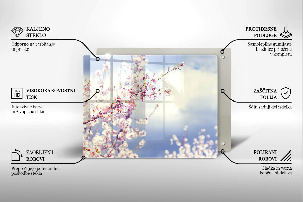 Herdabdeckplatte glas Blühender Baum
