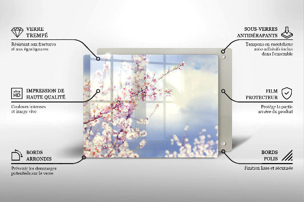 Herdabdeckplatte glas Blühender Baum