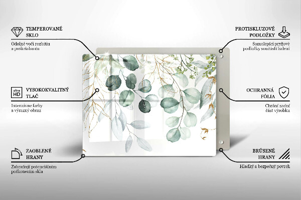 Herdabdeckplatte glas Bemalte Pflanzen