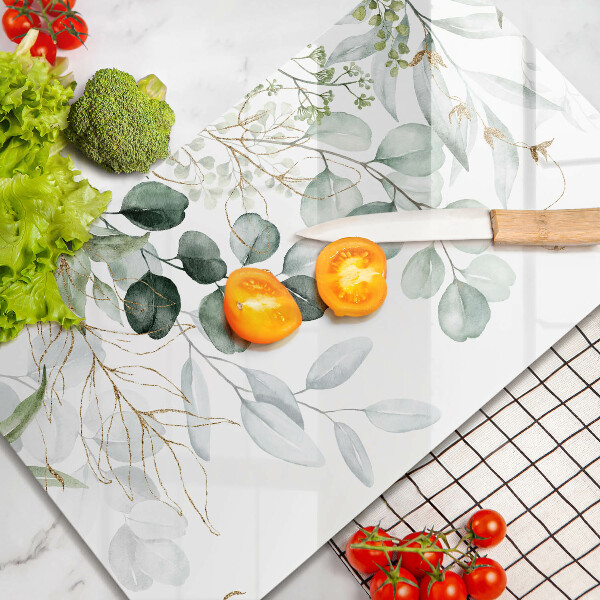 Herdabdeckplatte glas Bemalte Pflanzen