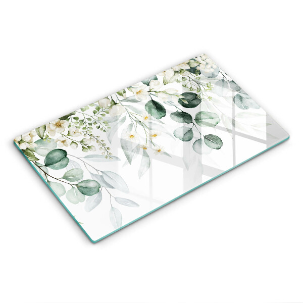 Herdabdeckplatte glas Aquarellpflanzen
