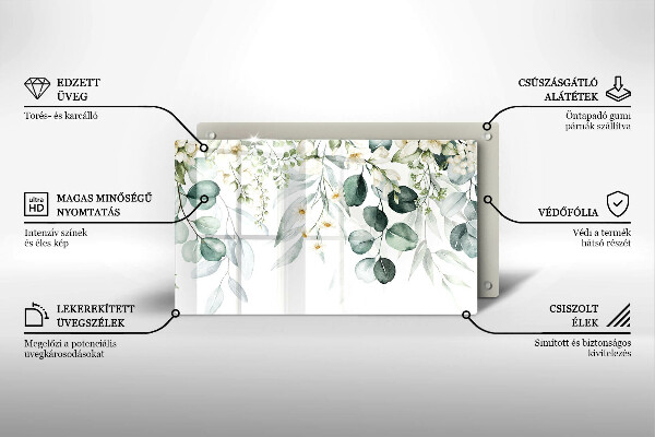 Herdabdeckplatte glas Aquarellpflanzen