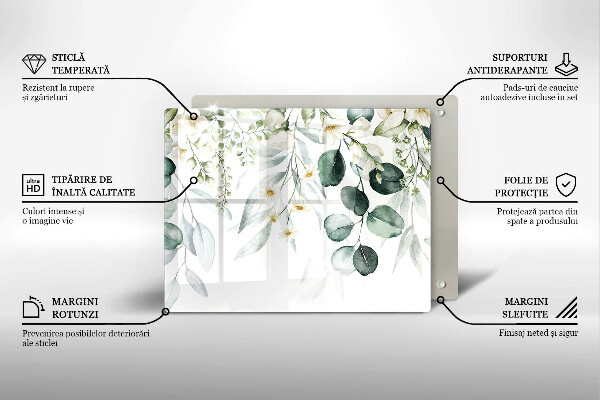 Herdabdeckplatte glas Aquarellpflanzen