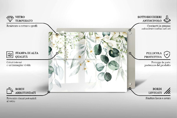 Herdabdeckplatte glas Aquarellpflanzen