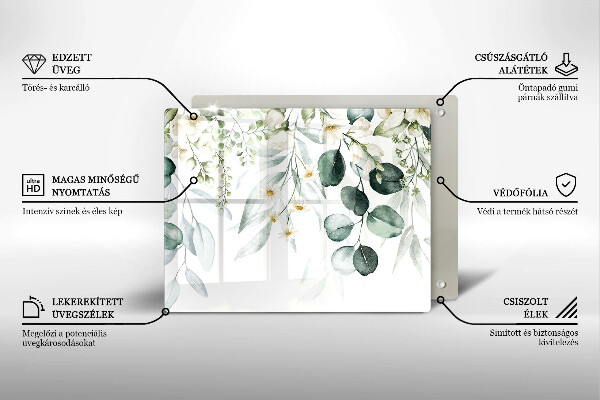 Herdabdeckplatte glas Aquarellpflanzen