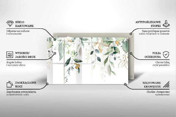 Herdabdeckplatte glas Aquarellblätter