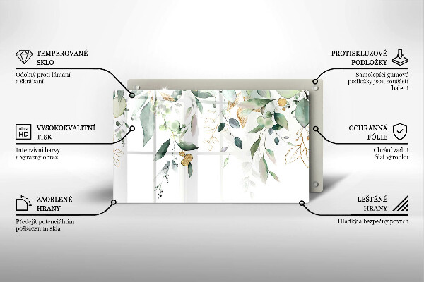 Herdabdeckplatte glas Aquarellblätter