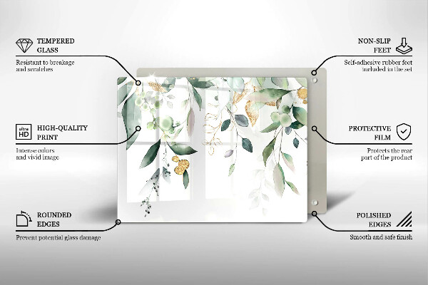 Herdabdeckplatte glas Aquarellblätter