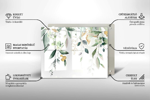 Herdabdeckplatte glas Aquarellblätter