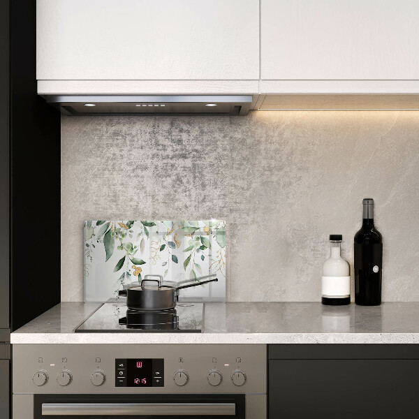 Herdabdeckplatte glas Aquarellblätter