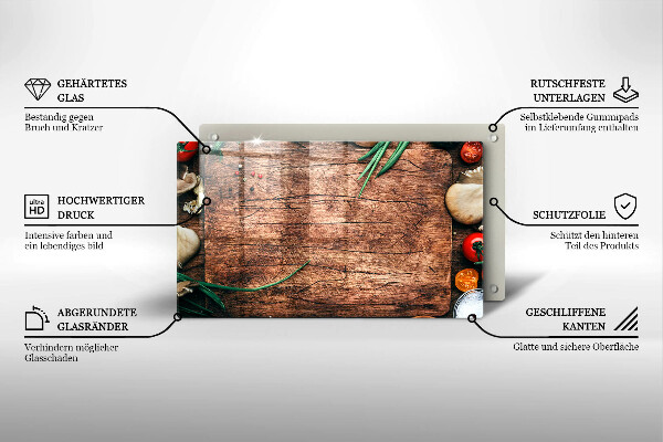 Herdabdeckplatte glas Küchenbrett aus Holz