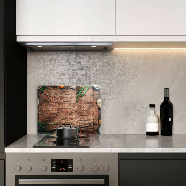 Herdabdeckplatte glas Küchenbrett aus Holz