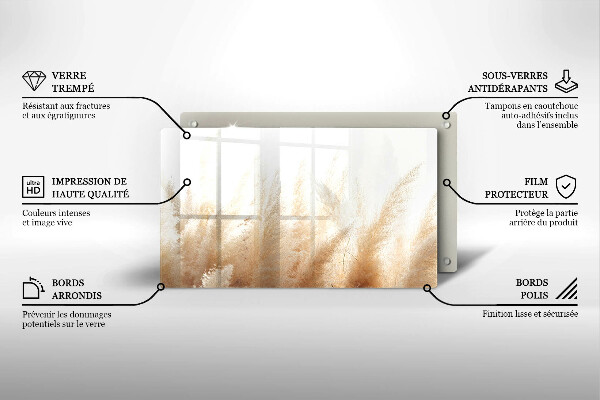 Herdabdeckplatte glas Pampasgras