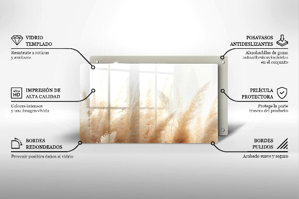 Herdabdeckplatte glas Pampasgras