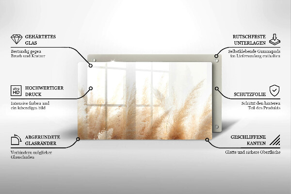 Herdabdeckplatte glas Pampasgras