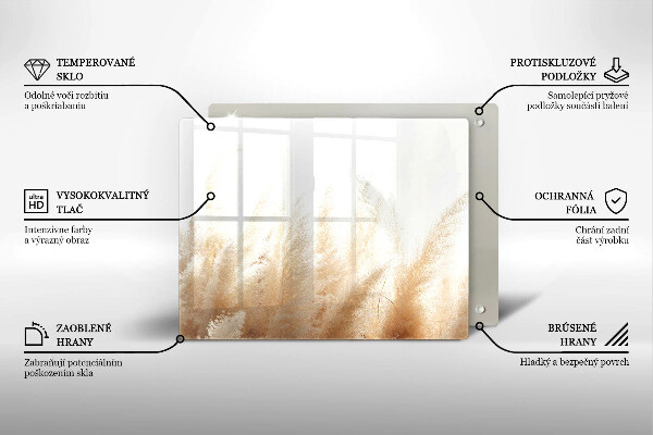 Herdabdeckplatte glas Pampasgras