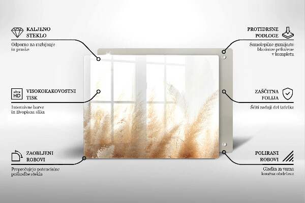 Herdabdeckplatte glas Pampasgras