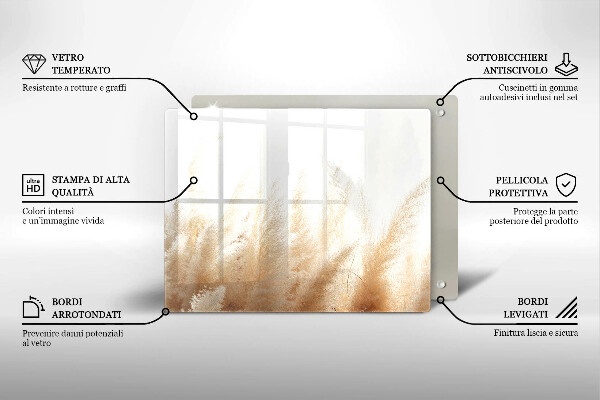 Herdabdeckplatte glas Pampasgras