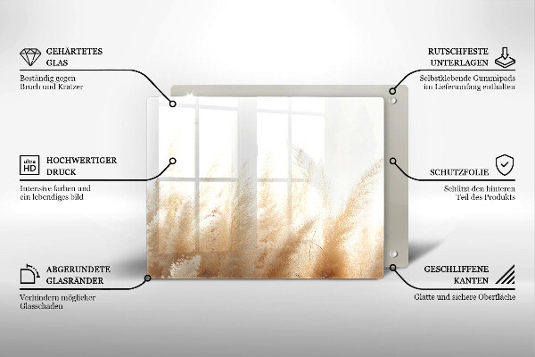 Herdabdeckplatte glas Pampasgras
