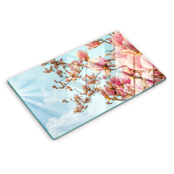 Herdabdeckplatte glas Rosa Blumenbaum