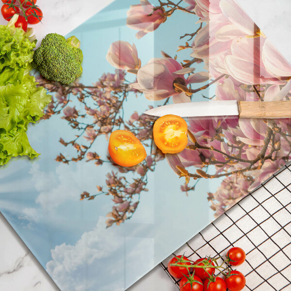 Herdabdeckplatte glas Rosa Blumenbaum