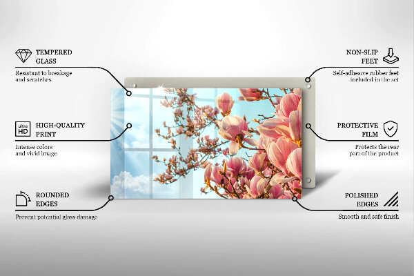 Herdabdeckplatte glas Rosa Blumenbaum