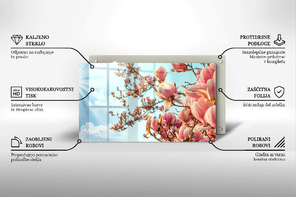 Herdabdeckplatte glas Rosa Blumenbaum