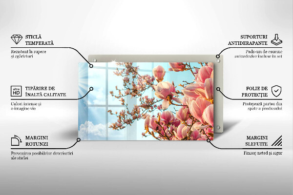 Herdabdeckplatte glas Rosa Blumenbaum