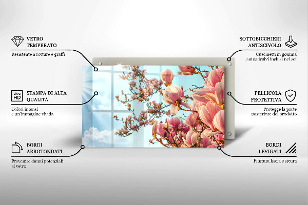 Herdabdeckplatte glas Rosa Blumenbaum