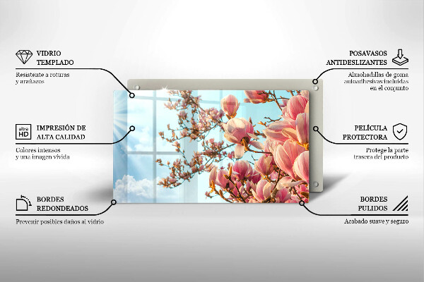 Herdabdeckplatte glas Rosa Blumenbaum