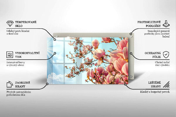 Herdabdeckplatte glas Rosa Blumenbaum