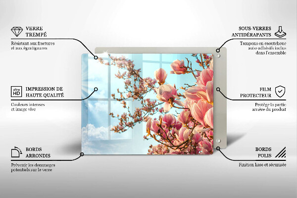 Herdabdeckplatte glas Rosa Blumenbaum