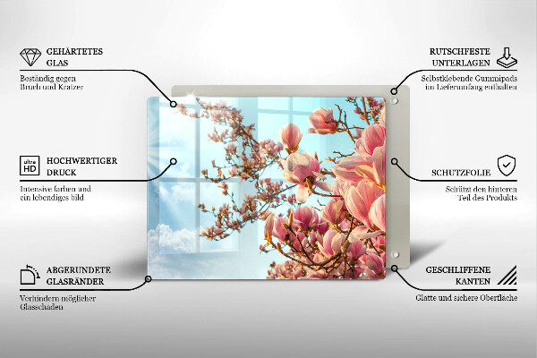 Herdabdeckplatte glas Rosa Blumenbaum