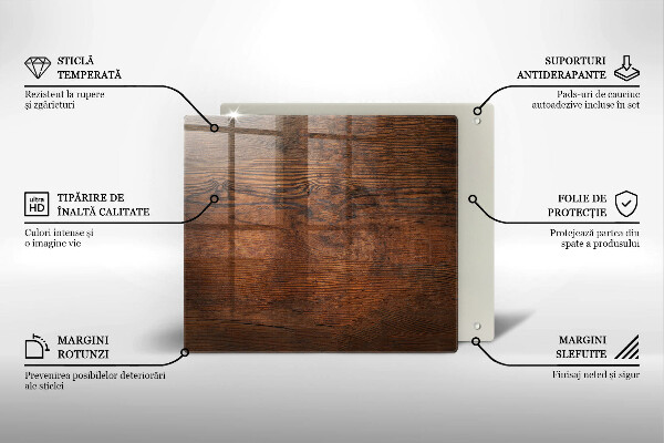Ceranfeldabdeckung Dunkles Holzbrett