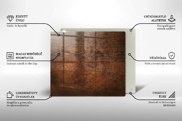 Ceranfeldabdeckung Dunkles Holzbrett