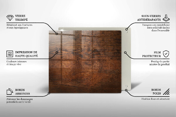 Ceranfeldabdeckung Dunkles Holzbrett