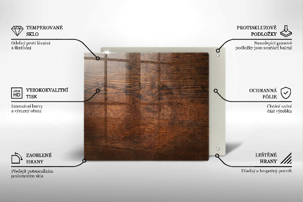 Ceranfeldabdeckung Dunkles Holzbrett
