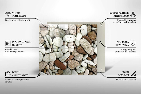 Herdplattenabdeckung Kleine Steine im Hintergrund