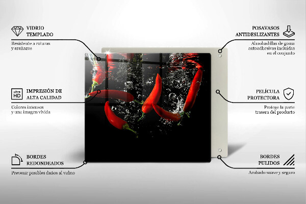 Herdplattenabdeckung Chilischoten in Wasser