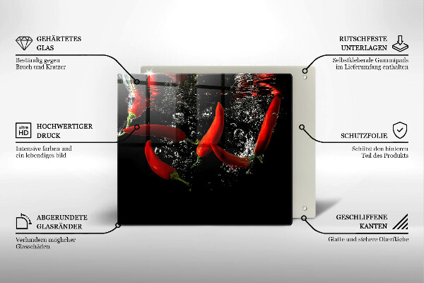 Herdplattenabdeckung Chilischoten in Wasser