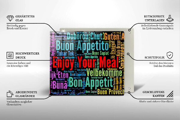 Herdplattenabdeckung Untertitel Guten Appetit Sprachen